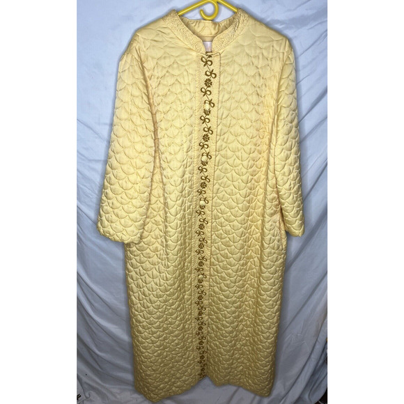 Sears at Home Wear Quilted Robe Long Lined Button Up Size Large Union Made 1970s - Picture 1 of 10